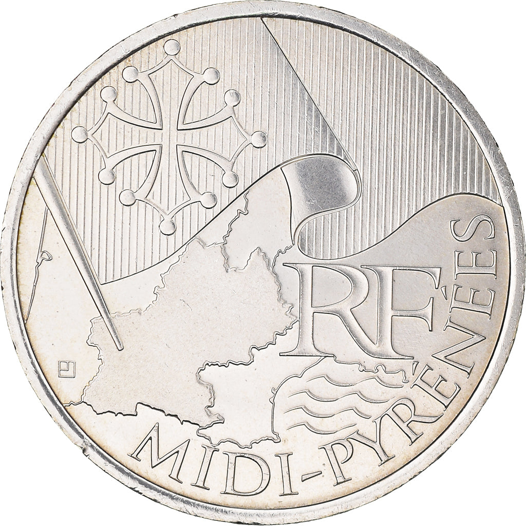 France, 10 Euro, Midi-Pyrénées, 2011, Paris, MS(64), Silver, KM:1752