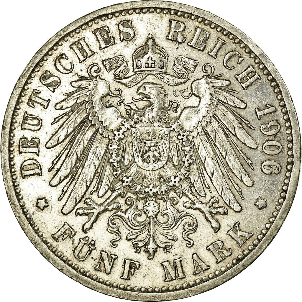 Coin, German States, PRUSSIA, Wilhelm II, 5 Mark, 1906, Berlin, AU(50-53)
