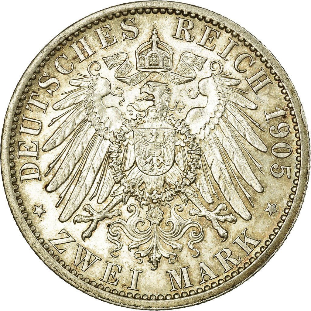 Kingdom of Prussia, Wilhelm II, 2 Mark, 1905, Berlin, Silver, MS(60-62), KM:522