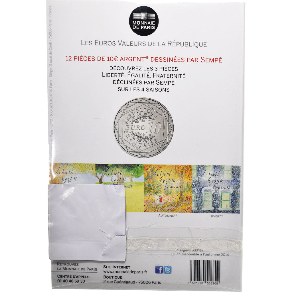 France, Monnaie de Paris, 10 Euro, Egalité Automne Sempé, 2014, Paris