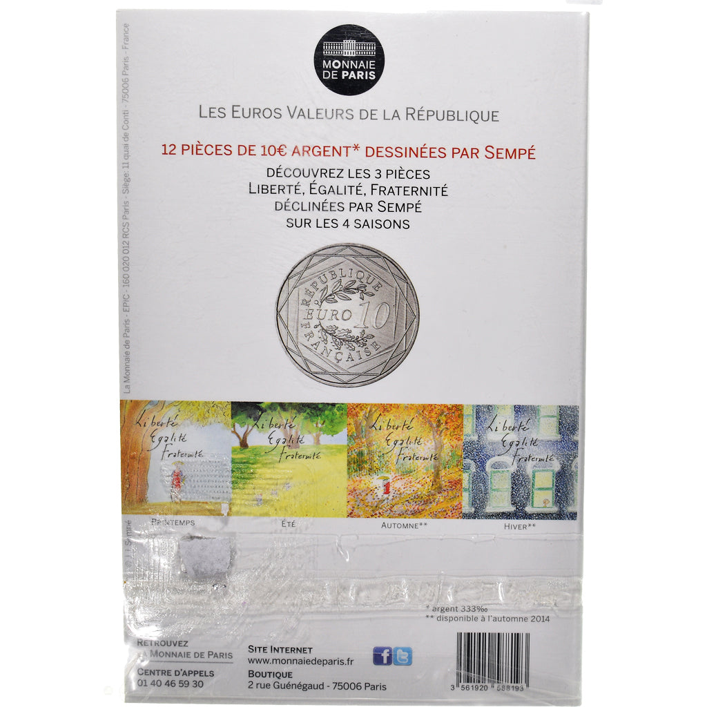 France, Monnaie de Paris, 10 Euro, 2014, Paris, Sempé Fraternité Été
