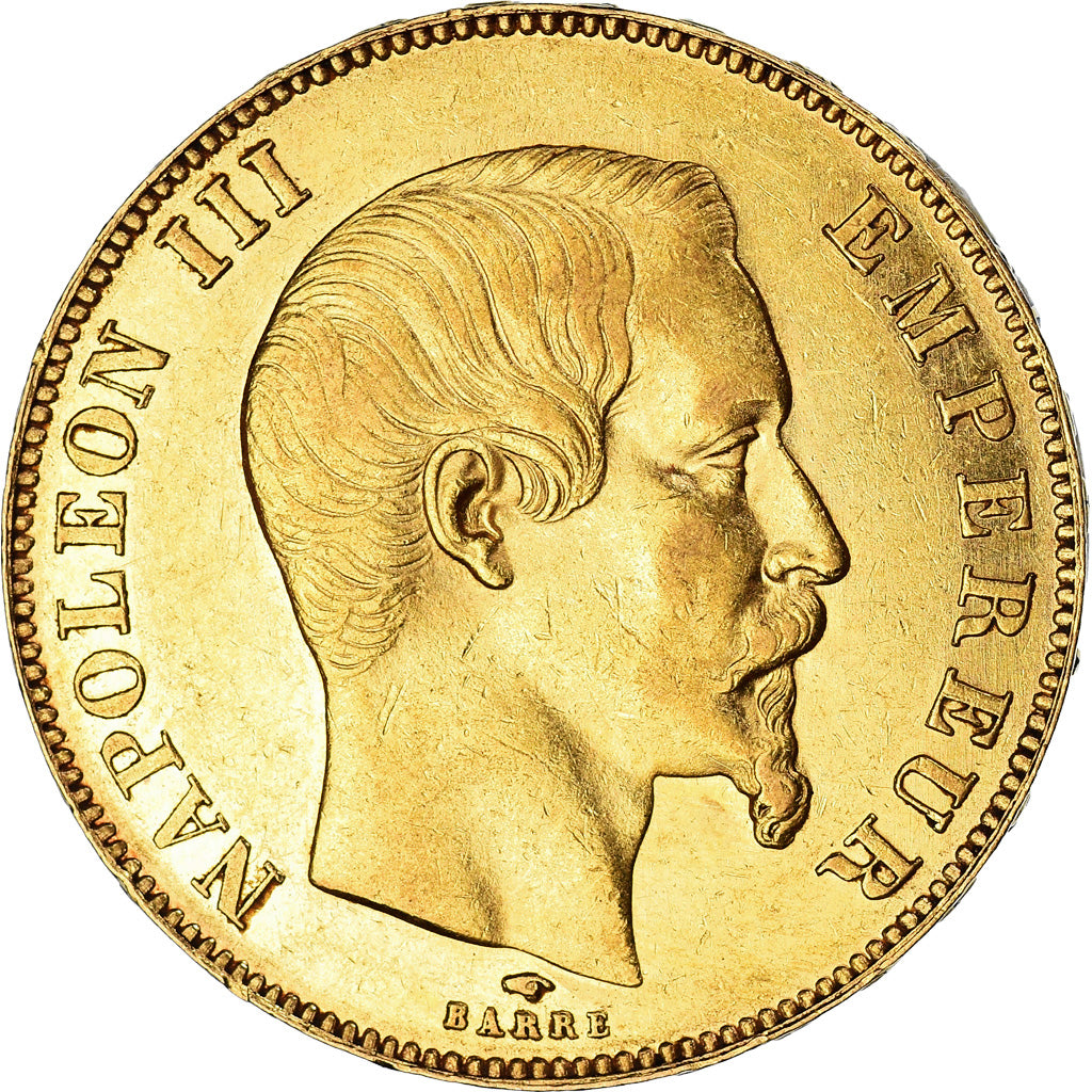 Moneda, Francia, Napoleon III, Napoléon III, 50 Francs, 1858, Paris, MBC+, Oro