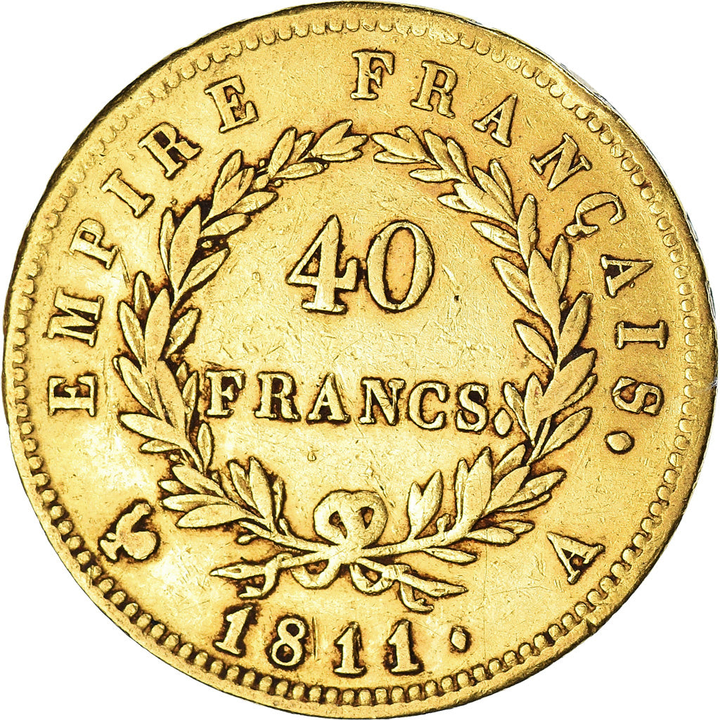 Moneda, Francia, Napoléon I, 40 Francs, 1811, Paris, MBC, Oro, KM:696.1