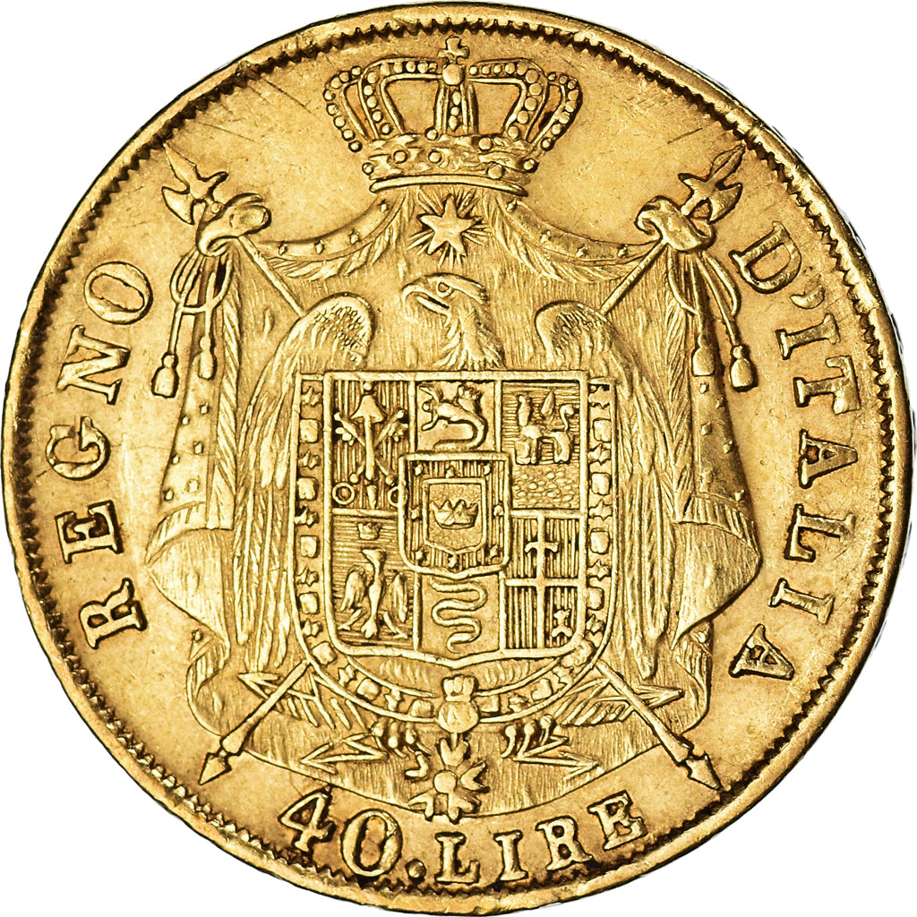 Moneta, STATI ITALIANI, KINGDOM OF NAPOLEON, Napoleon I, 40 Lire, 1814, Milan