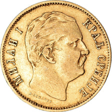 Moneda, Serbia, Milan I, 10 Dinara, 1882, MBC+, Oro, KM:16
