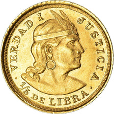 Coin, Peru, 1/5 Libra, Pound, 1912, Lima, AU(55-58), Gold, KM:210