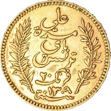 Moneta, Tunisia, Ali Bey, 20 Francs, 1892, Paris, BB+, Oro, KM:227, Lecompte:444