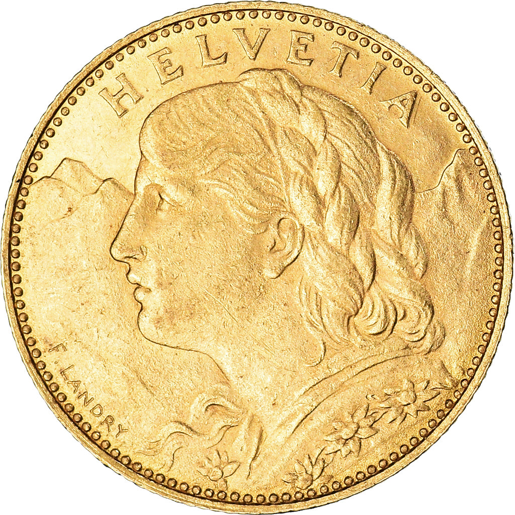 Coin, Switzerland, 10 Francs, 1922, Bern, MS(63), Gold, KM:36