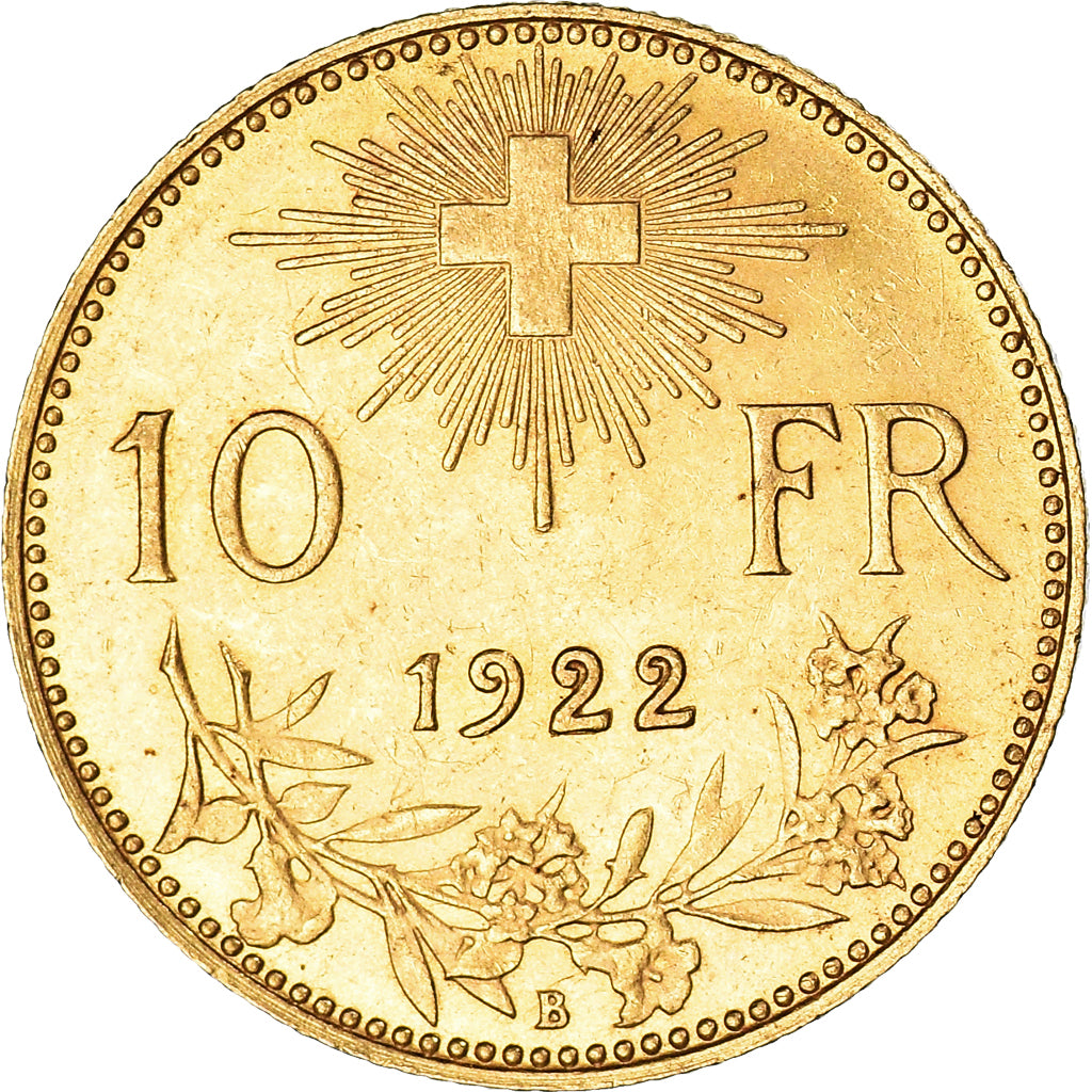 Coin, Switzerland, 10 Francs, 1922, Bern, MS(63), Gold, KM:36