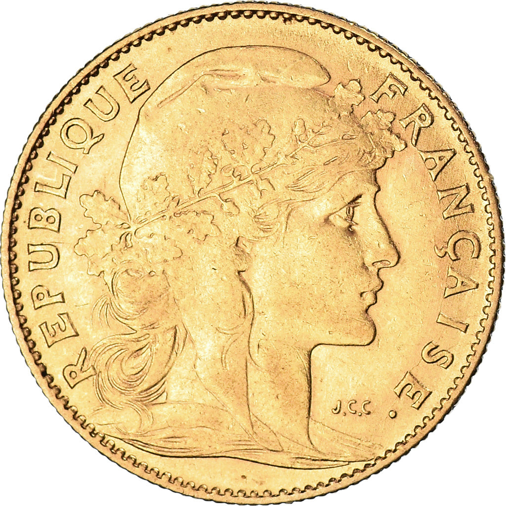 Munten, Frankrijk, Marianne, 10 Francs, 1905, Paris, Coq, ZF+, Goud, KM:846