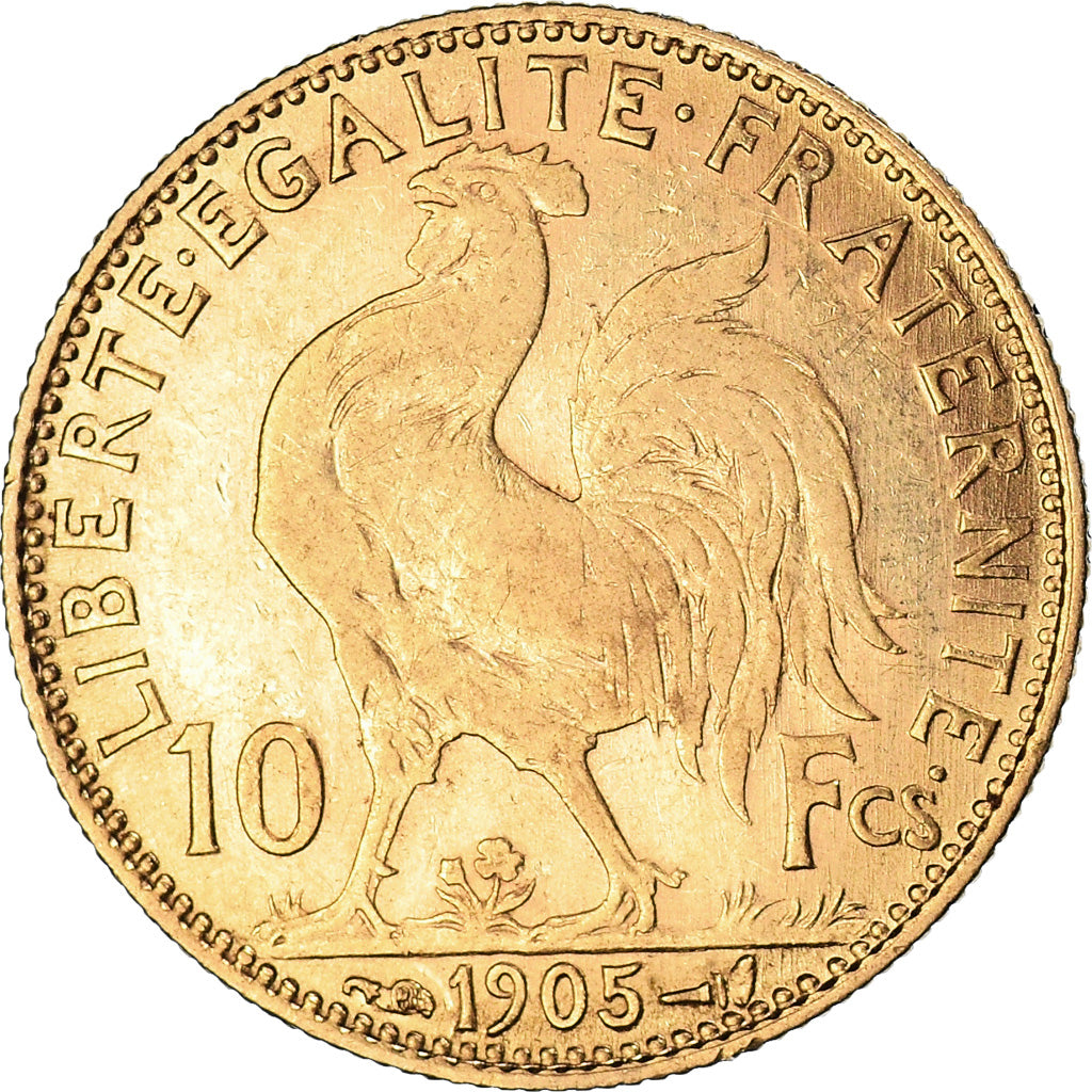 Munten, Frankrijk, Marianne, 10 Francs, 1905, Paris, Coq, ZF+, Goud, KM:846