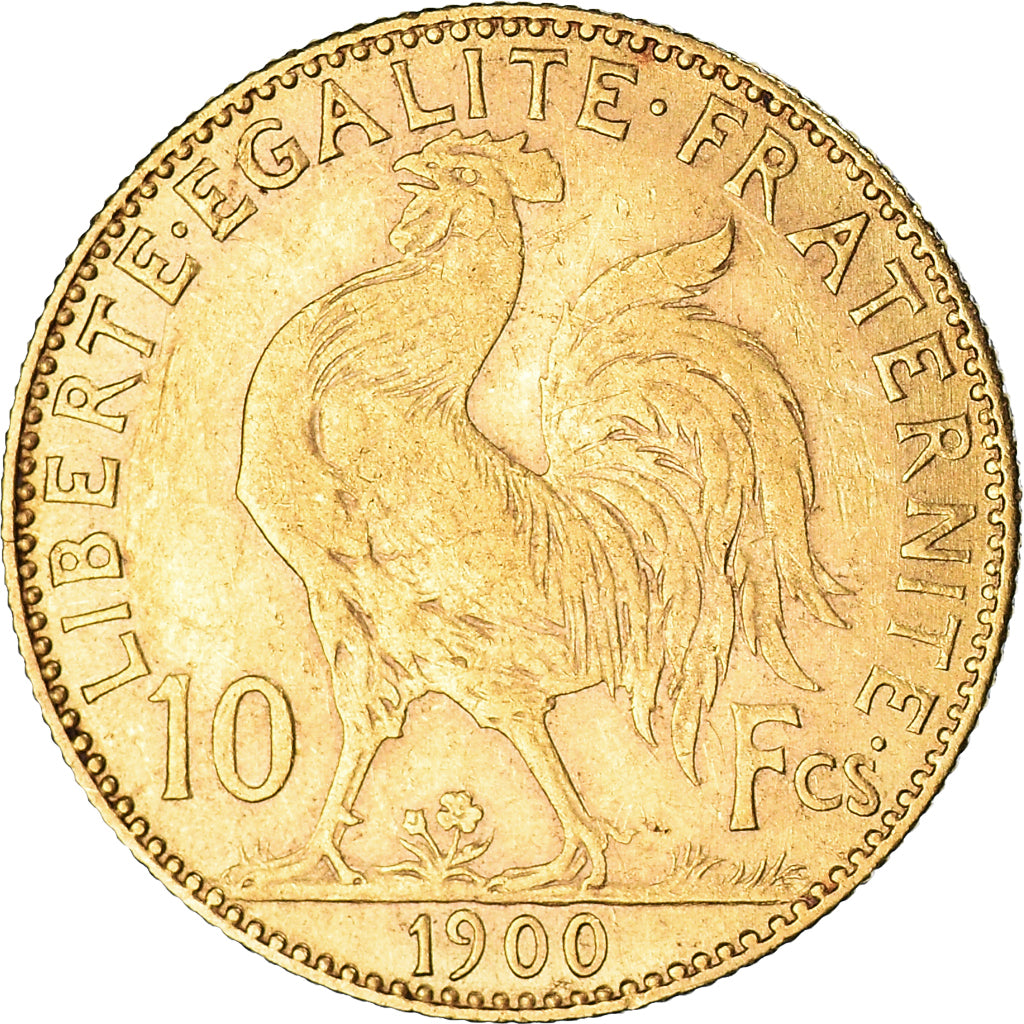 Moneta, Francja, Marianne, 10 Francs, 1900, Paris, Coq, AU(50-53), Złoto