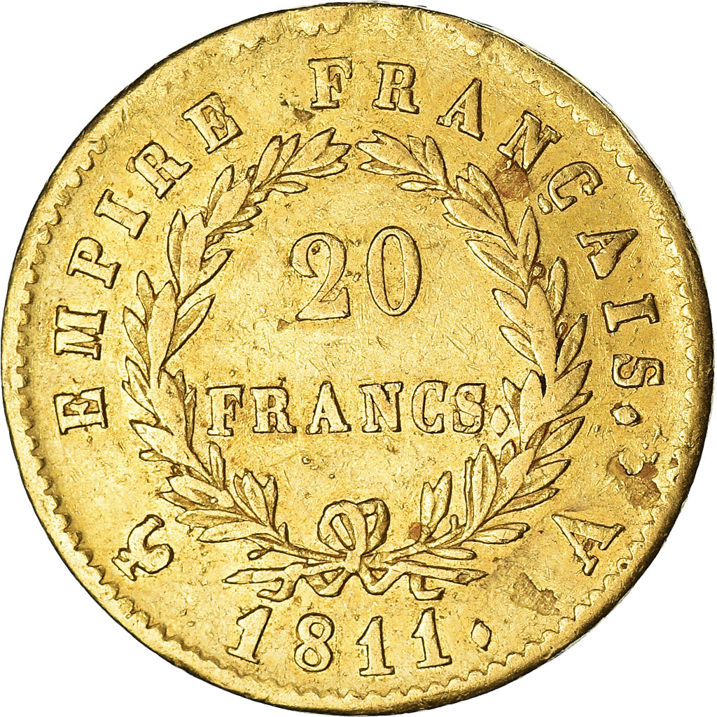 Munten, Frankrijk, Napoléon I, 20 Francs, 1811, Paris, ZF, Goud, KM:695.1