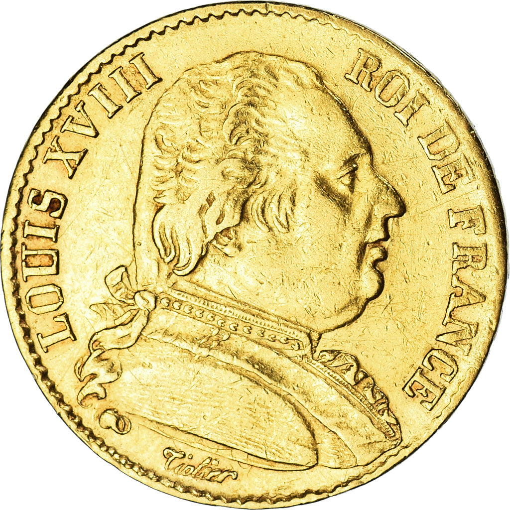 Moneta, Francia, Louis XVIII, 20 Francs, 1814, Paris, BB, Oro, KM:706.1