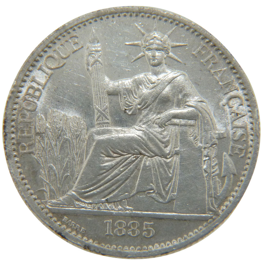 Indochine, 50 Cents, 1885, Paris, MS(60-62), Silver, Lecompte #254, 13.60