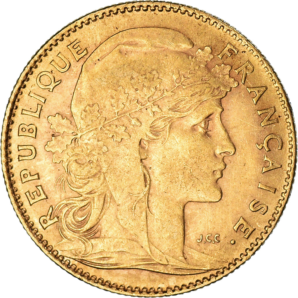 Munten, Frankrijk, Marianne, 10 Francs, 1910, Paris, Coq, ZF+, Goud, KM:846