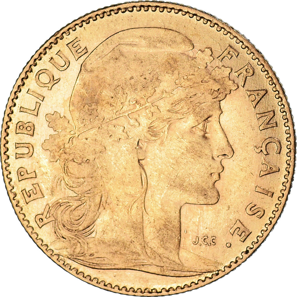 Coin, France, Marianne, 10 Francs, 1910, Paris, Coq, AU(50-53), Gold, KM:846