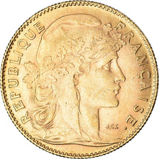 Moneda, Francia, Marianne, 10 Francs, 1912, Paris, Coq, MBC+, Oro, KM:846