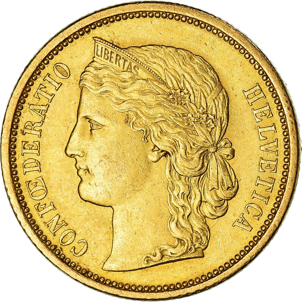 Coin, Switzerland, 20 Francs, 1883, Bern, AU(55-58), Gold, KM:31.1
