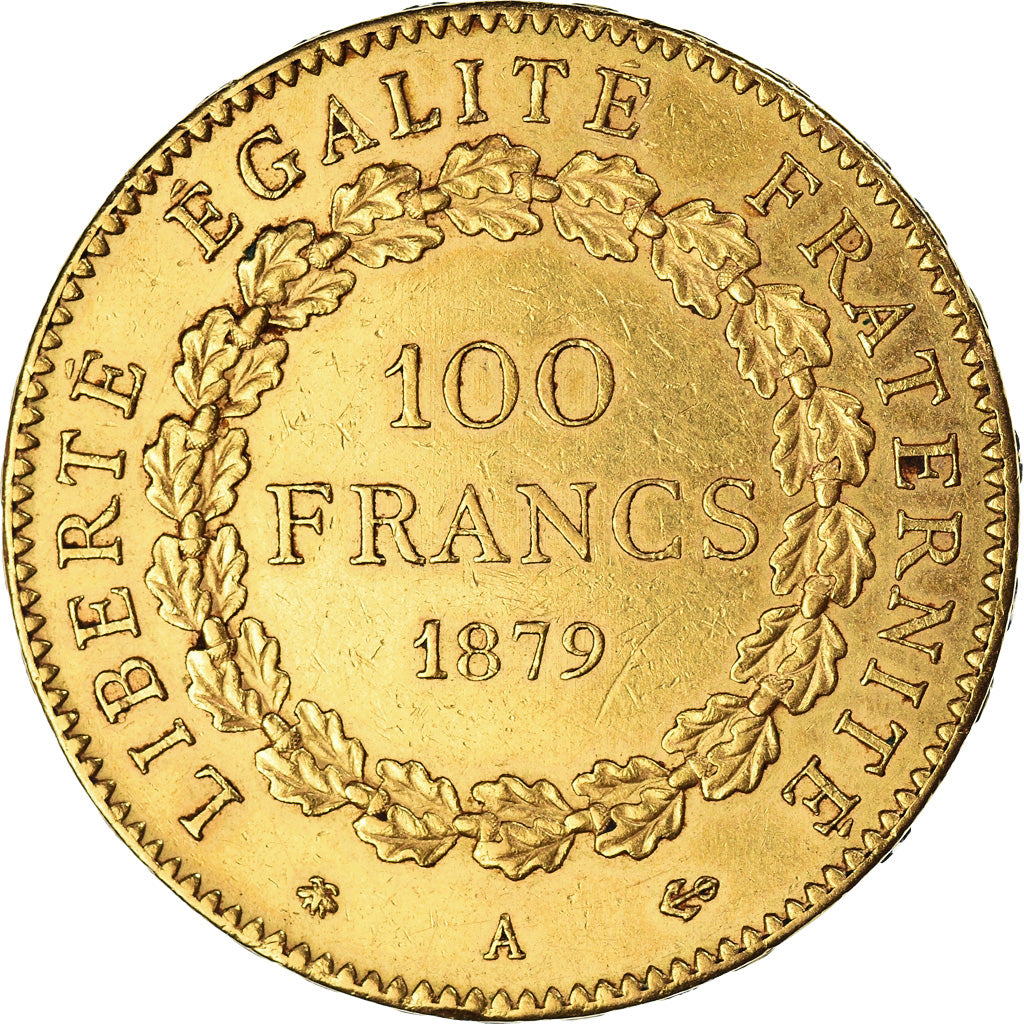 Moneta, Francja, Génie, 100 Francs, 1879, Paris, AU(50-53), Złoto, KM:832