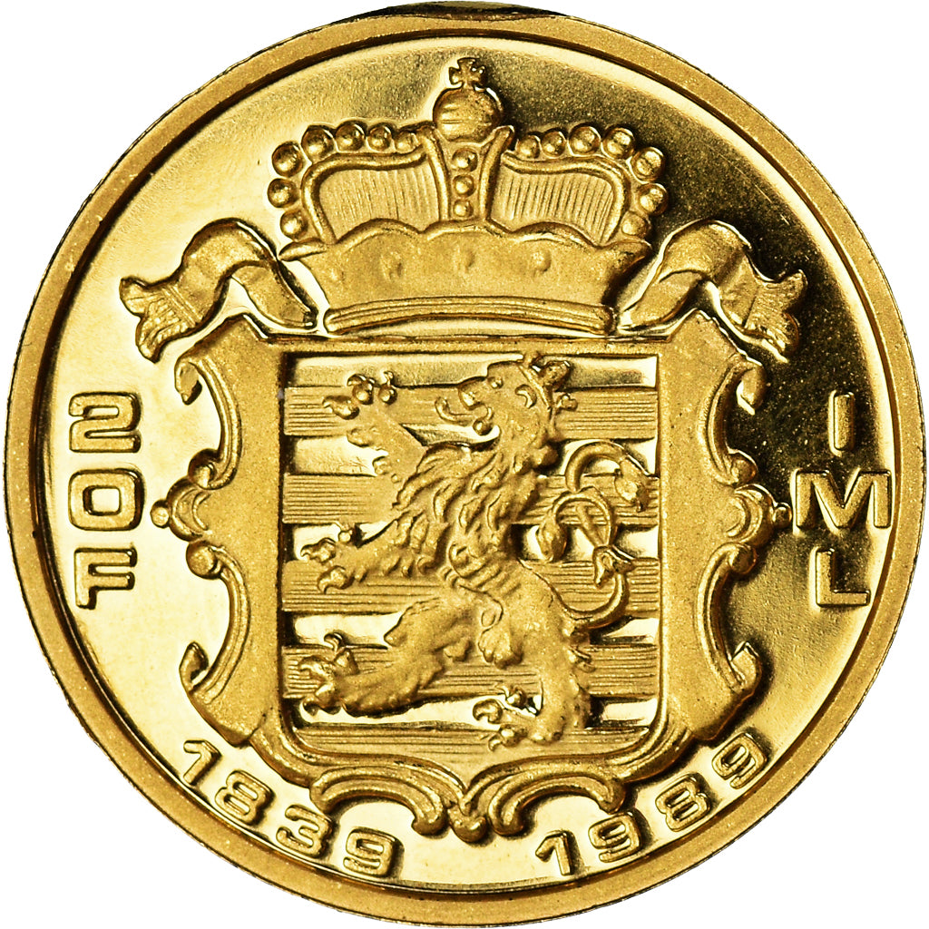 Munten, Luxemburg, Jean, 20 Francs, 1989, UNC-, Goud, KM:64