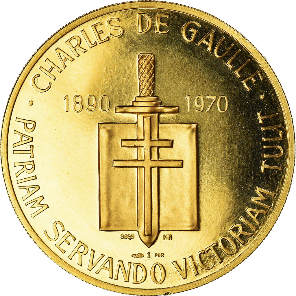 Francja, medal, Charles De Gaulle, Historia, 1970, Monnaie de Paris, MS(64)