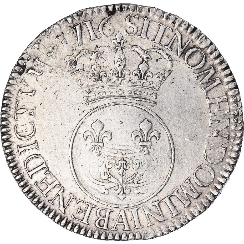 Coin, France, Louis XV, Écu Vertugadin, Ecu, 1716, Paris, VF(30-35), Silver