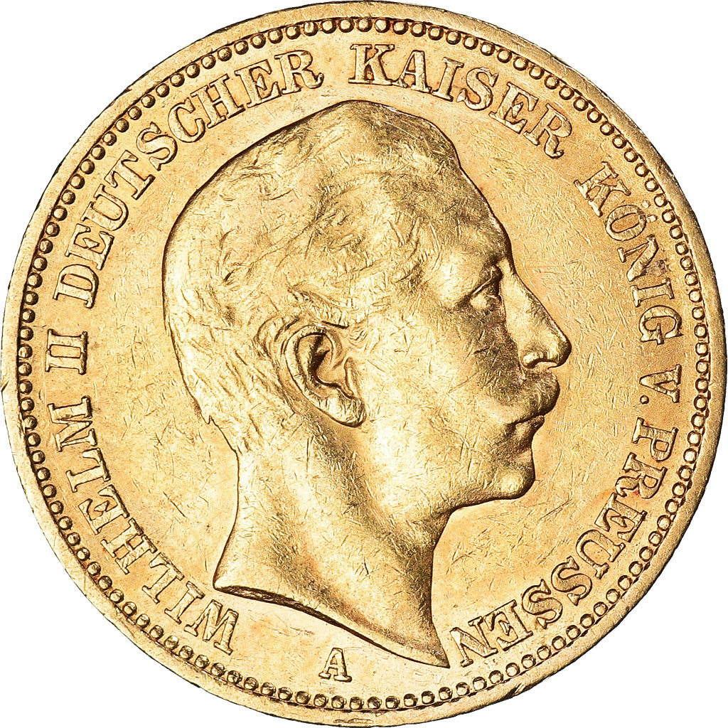 Moneta, Landy niemieckie, Wilhelm II, 20 Mark, 1889, Berlin, AU(50-53), Złoto