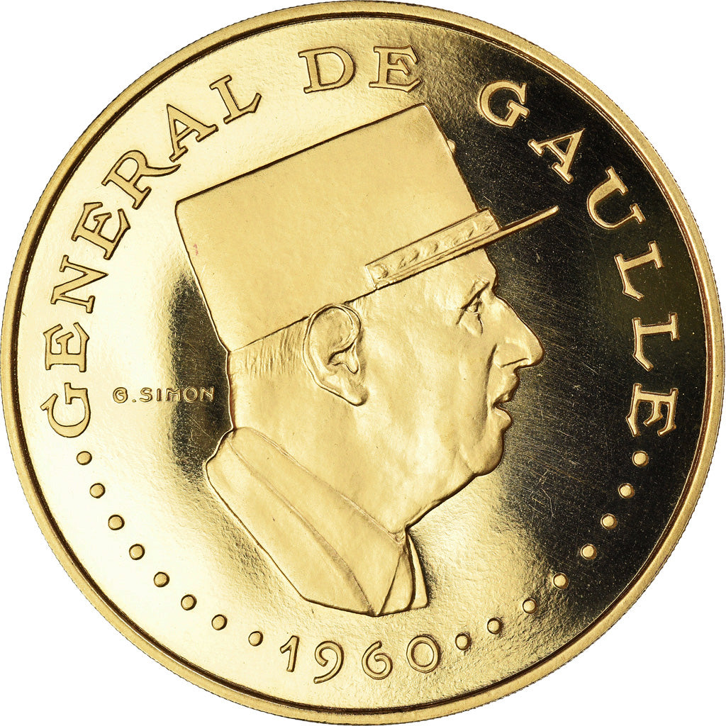 Coin, Chad, De Gaulle, 10000 Francs, 1960, Paris, MS(65-70), Gold, KM:11