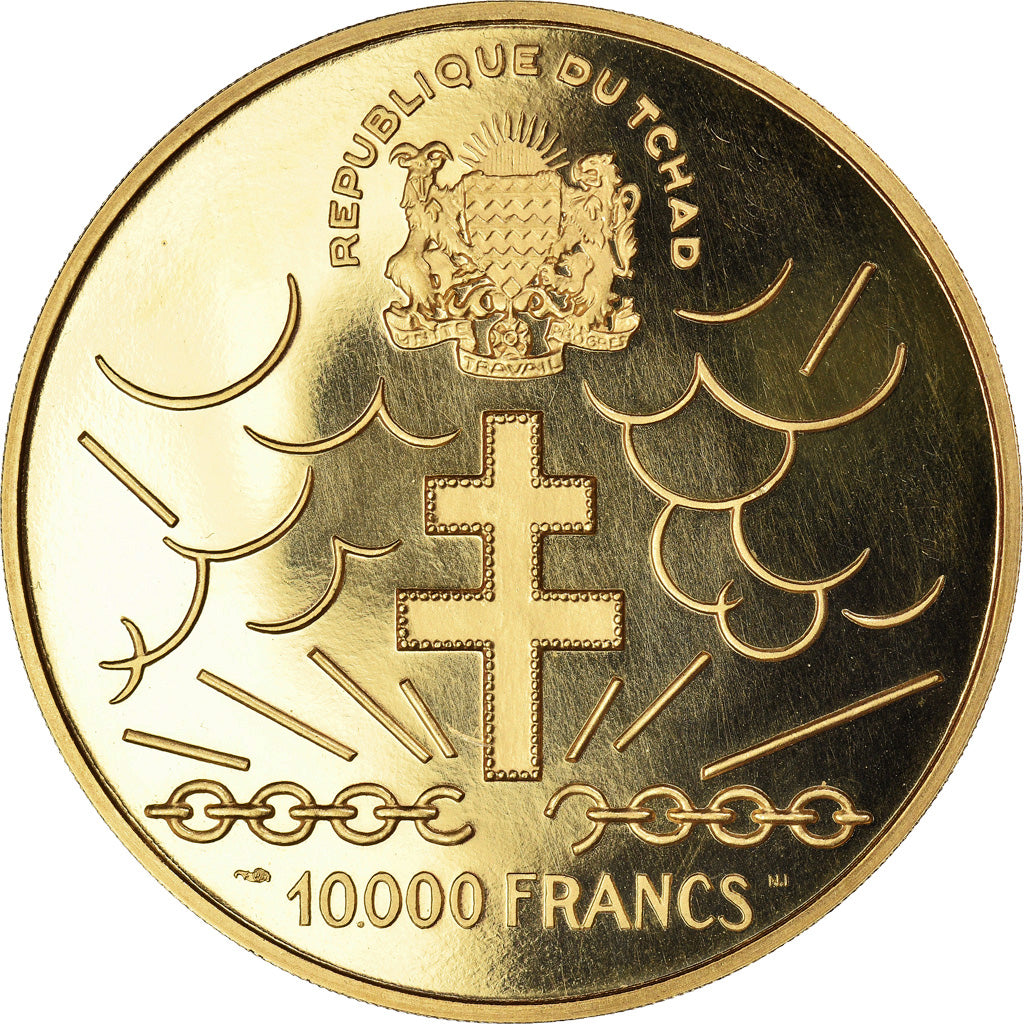 Coin, Chad, De Gaulle, 10000 Francs, 1960, Paris, MS(65-70), Gold, KM:11