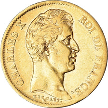 Moeda, França, Charles X, 40 Francs, 1830, Paris, VF(30-35), Dourado, KM:721.1