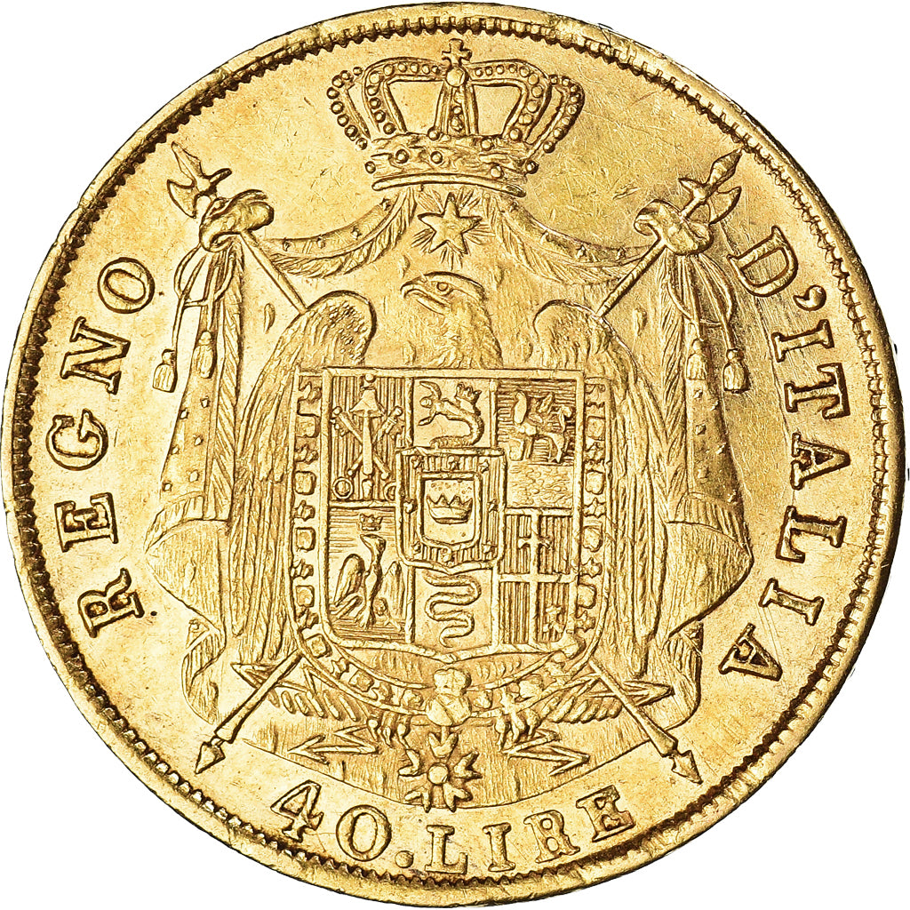 Monnaie, États italiens, KINGDOM OF NAPOLEON, Napoleon I, 40 Lire, 1814, Milan