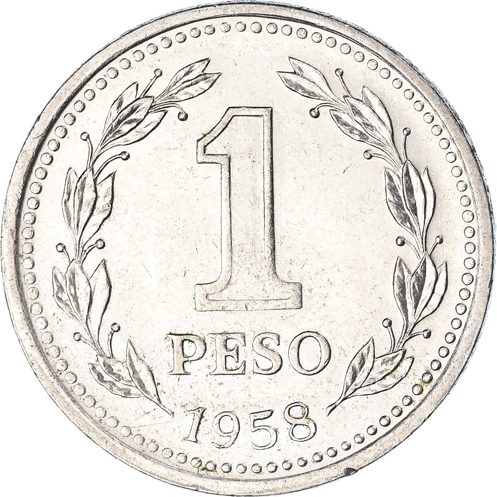 Coin, Argentina, Peso, 1958, AU(55-58), Nickel Clad Steel, KM:57