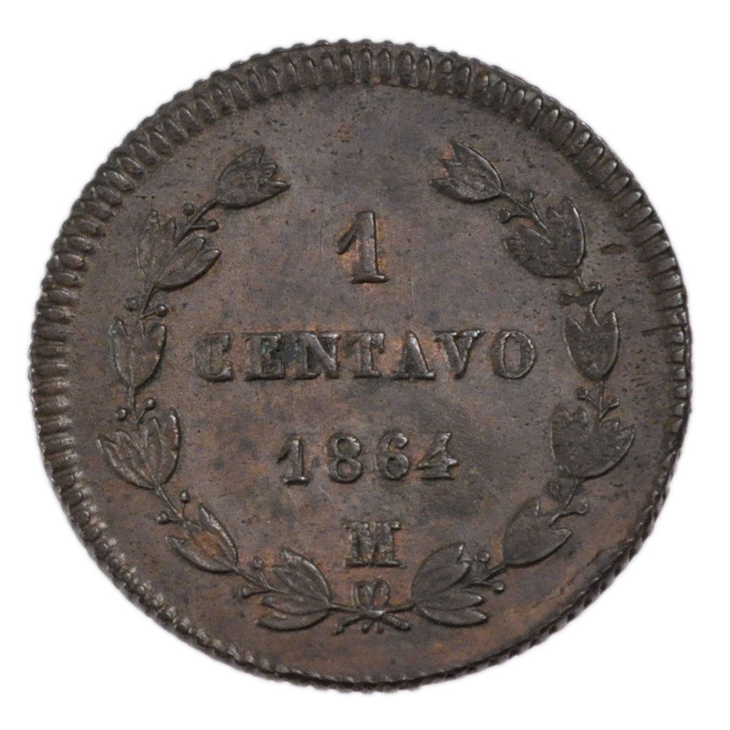Mexico, 1 Centavo, 1864, Mexico, KM #384, MS(60-62), Silver, 9.30
