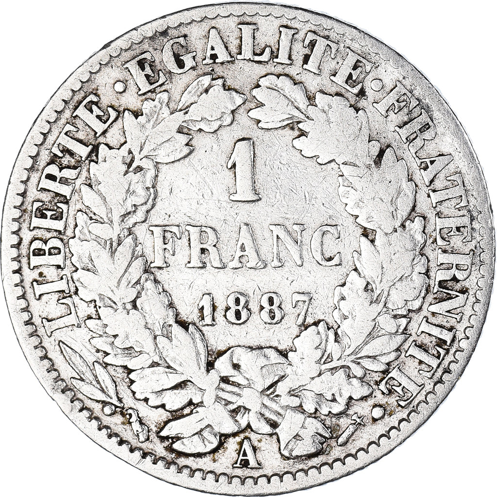 Monnaie, France, Cérès, Franc, 1887, Paris, TB+, Argent, Gadoury:465a
