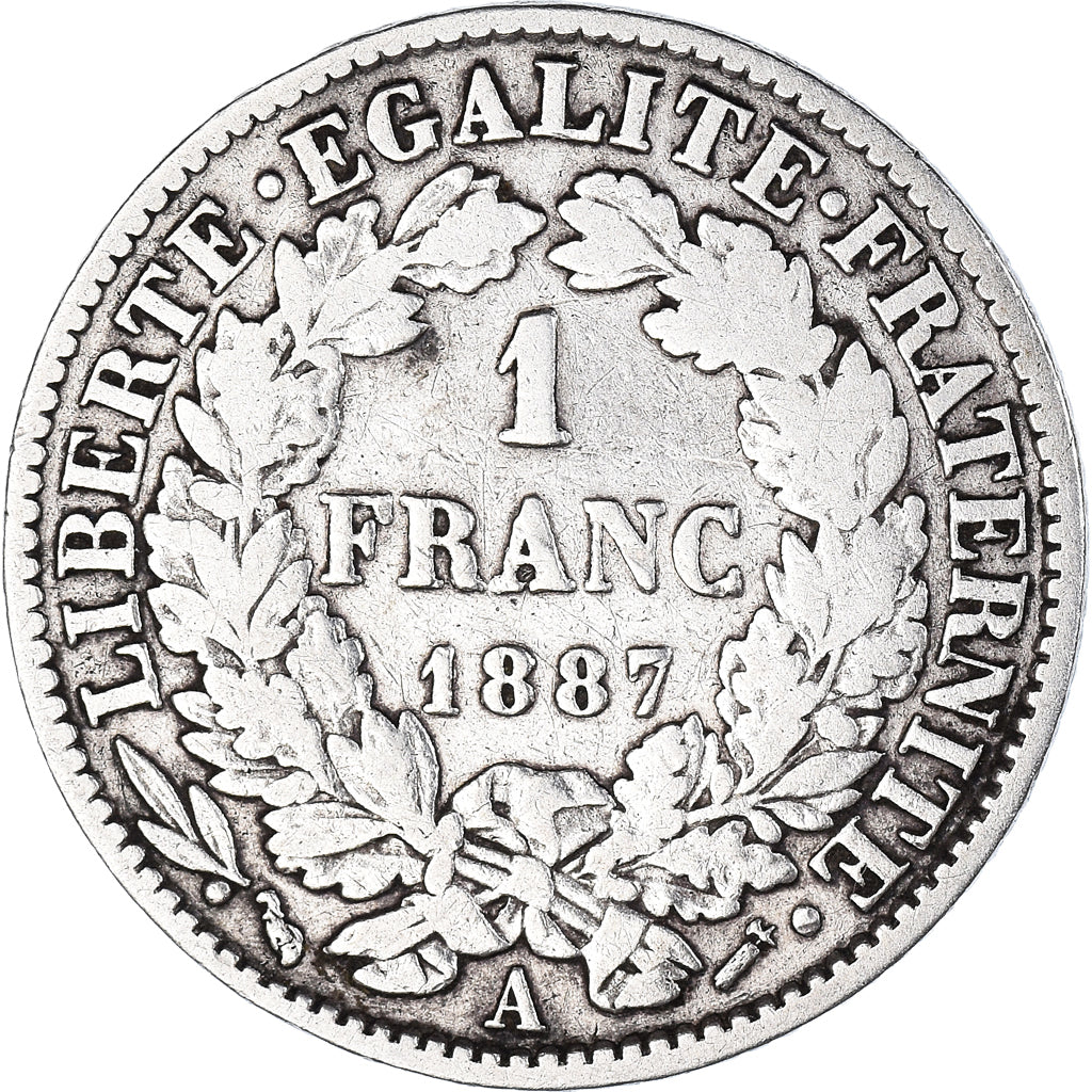 Münze, Frankreich, Cérès, Franc, 1887, Paris, S+, Silber, KM:822.1