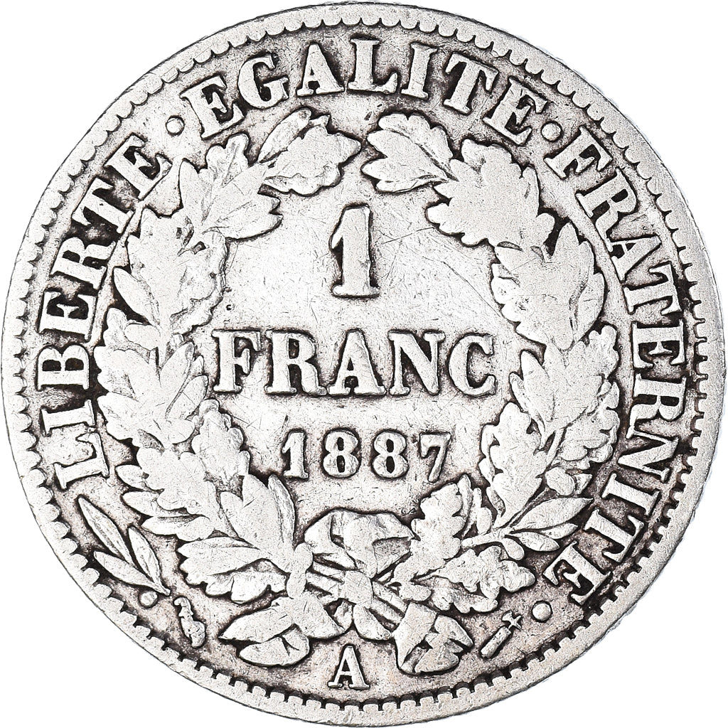 Monnaie, France, Cérès, Franc, 1887, Paris, TB+, Argent, Gadoury:465a
