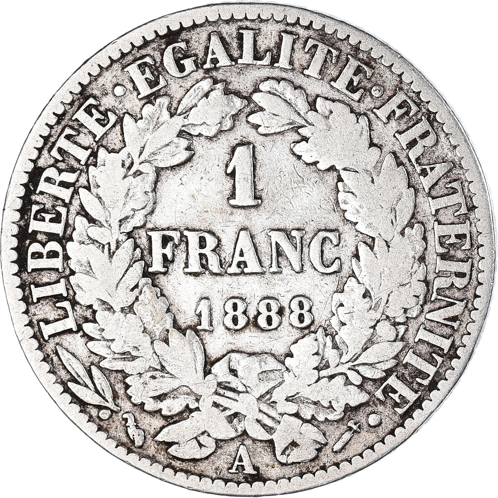 Moneta, Francia, Cérès, Franc, 1888, Paris, MB, Argento, KM:822.1