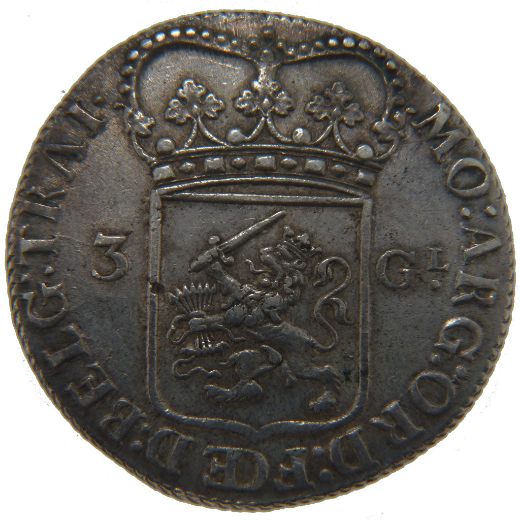 Netherlands, 3 Gulden, 1793, KM #117, AU(55-58), Silver, 31.50