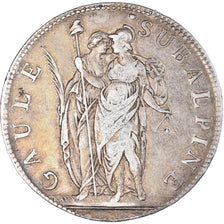 Moeda, ESTADOS ITALIANOS, PIEDMONT REPUBLIC, 5 Francs, 1801, an 10, VF(30-35)