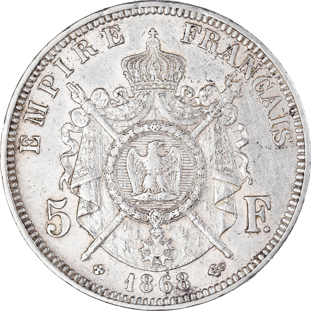 Coin, France, Napoleon III, 5 Francs, 1868, Strasbourg, EF(40-45), Silver
