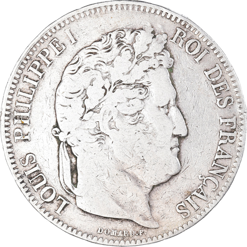 Moneta, Francia, Louis-Philippe, 5 Francs, 1842, Lille, MB+, Argento, KM:749.13