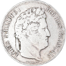 Moneta, Francia, Louis-Philippe, 5 Francs, 1842, Lille, MB+, Argento, KM:749.13
