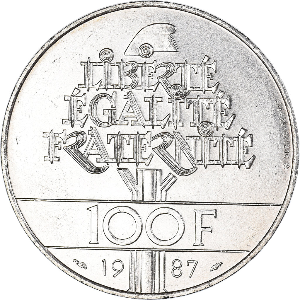 Münze, Frankreich, Lafayette, 100 Francs, 1987, SS+, Silber, KM:962