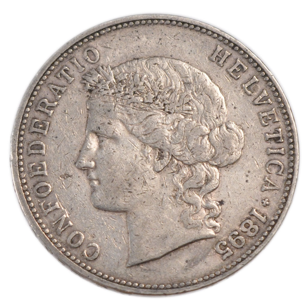 Switzerland, 5 Francs, 1895, Bern, KM #34, VF(30-35), Silver, 37, 24.90