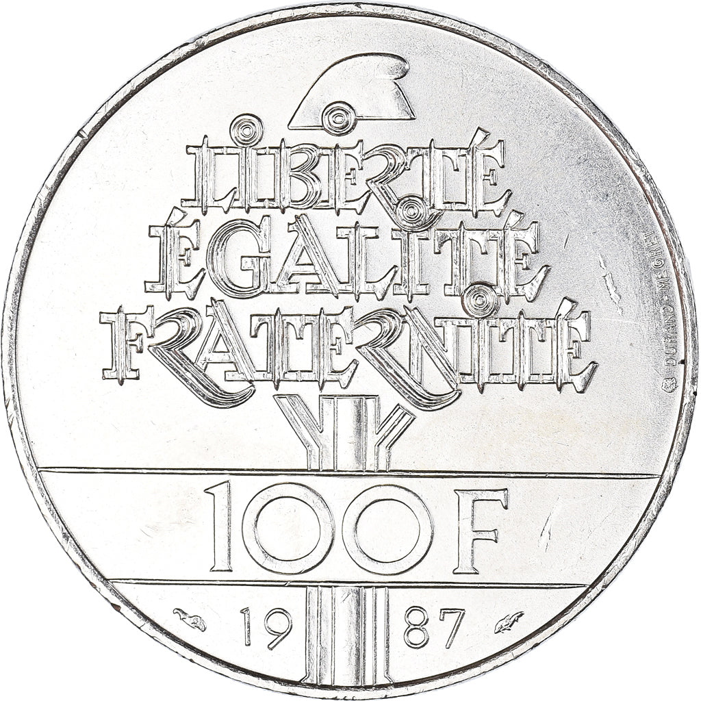 Coin, France, Lafayette, 100 Francs, 1987, AU(55-58), Silver, KM:962