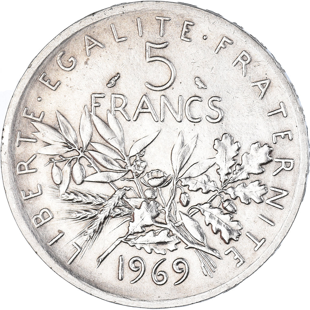 Coin, France, Semeuse, 5 Francs, 1969, AU(50-53), Silver, KM:926, Gadoury:770