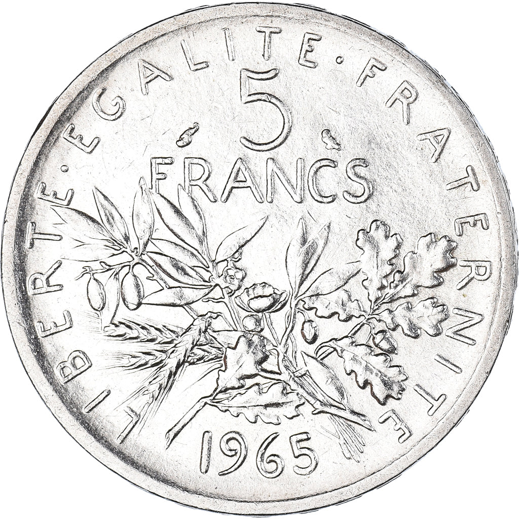 Coin, France, Semeuse, 5 Francs, 1965, MS(60-62), Silver, KM:926, Gadoury:770