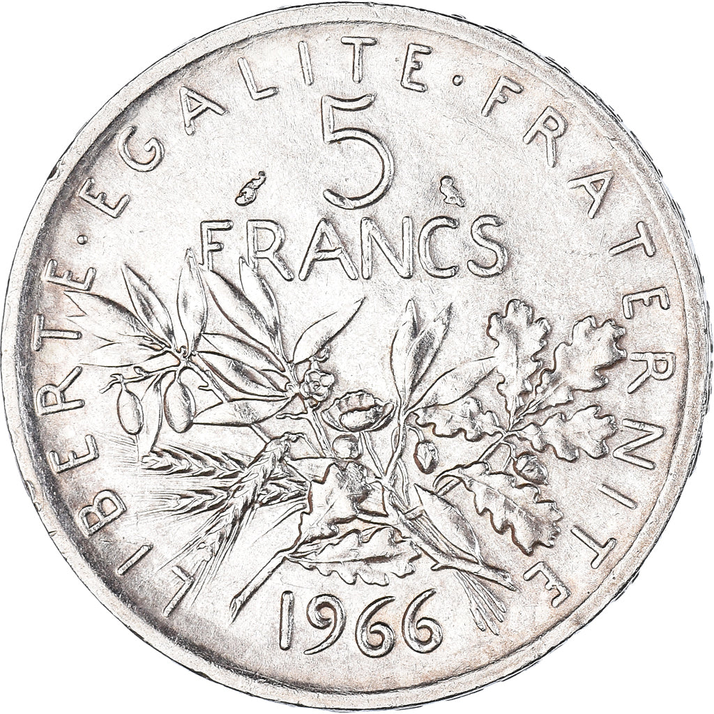 Münze, Frankreich, Semeuse, 5 Francs, 1966, VZ+, Silber, KM:926, Gadoury:770