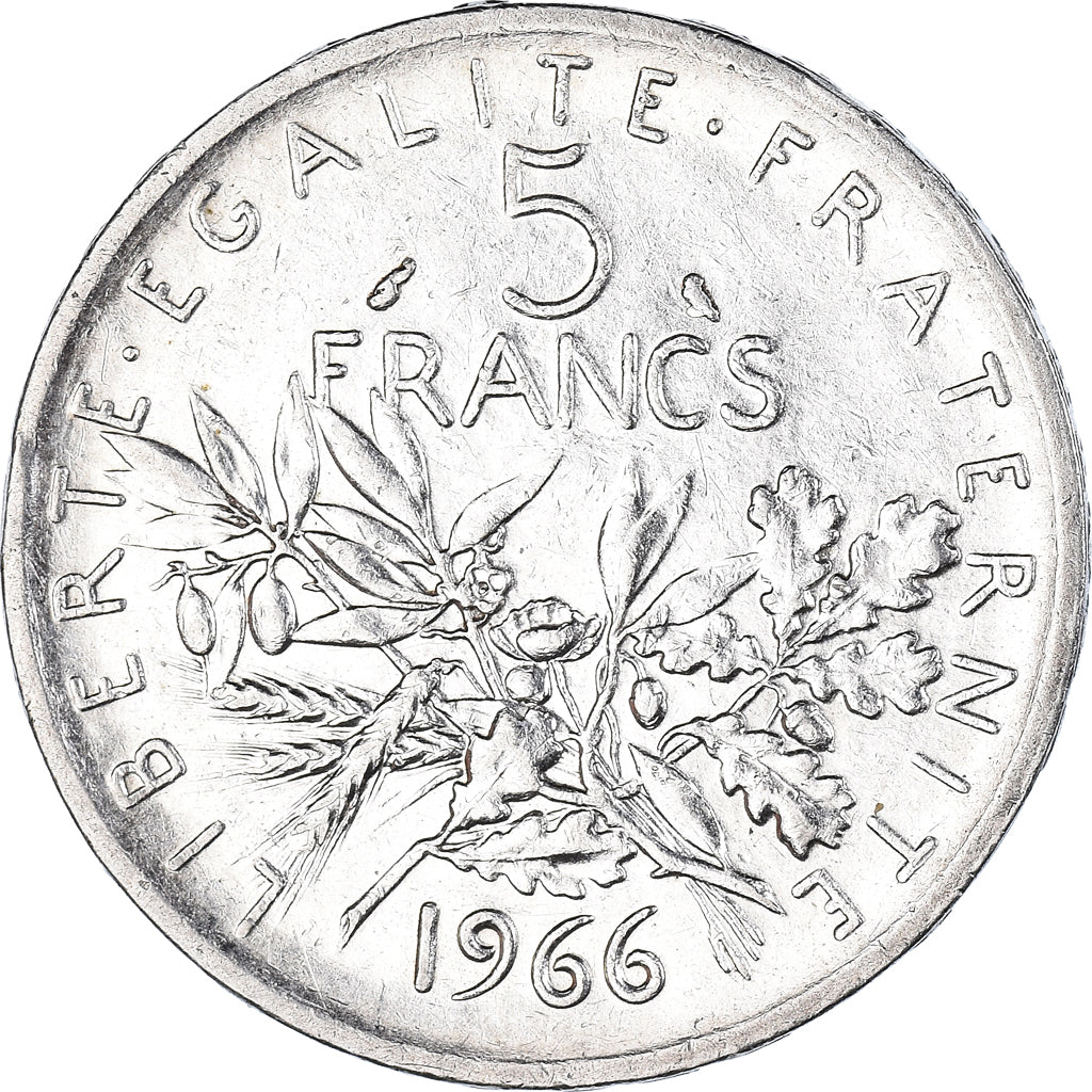 Münze, Frankreich, Semeuse, 5 Francs, 1966, VZ+, Silber, KM:926, Gadoury:770